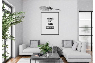 Interior scene artwork background frame mockup