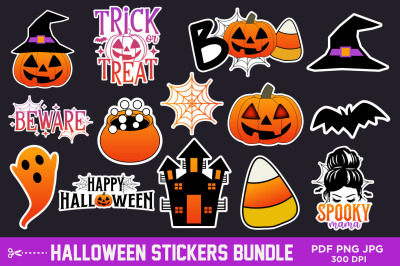 Halloween Stickers Bundle, Halloween Bundle, Sticker Bundle, PNG Bundl