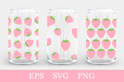 Strawberry Can Glass Wrap 16 oz. Strawberry Can Glass template