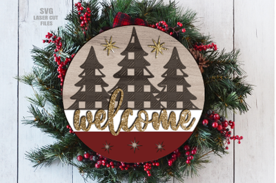 Christmas Welcome SVG  Laser Cut Files | Christmas Sign SVG