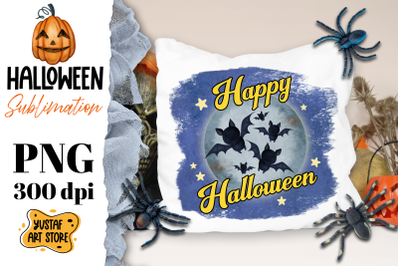 Happy Halloween sublimation design. Bat in the night sky