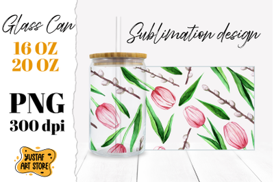 Tulip Flowers Glass Can Sublimation wrap