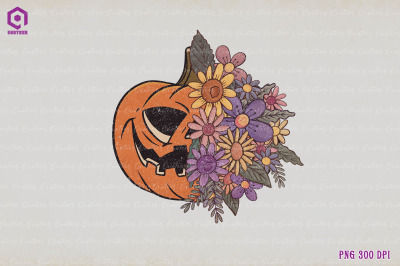 Halloween Pumpkin Flowers Sublimation