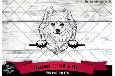 German Spitz Peek A Boo | Peekaboo | Peeking Dog Face SVG