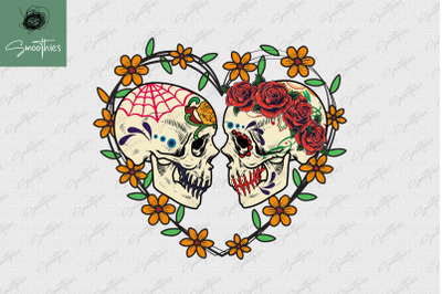 Couple Sugar Skull Day Of The Dead