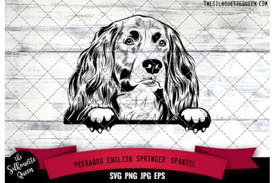 English Springer Spaniel Peek A Boo | Peekaboo | Peeking Dog Face SVG