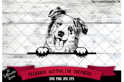 Australian Shepherd Peek A Boo | Peekaboo | Peeking Dog Face SVG