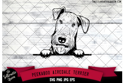 Airedale Terrier Peek A Boo | Peekaboo | Peeking Dog Face SVG