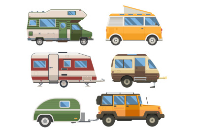 RV Travel Cars and Campers Set