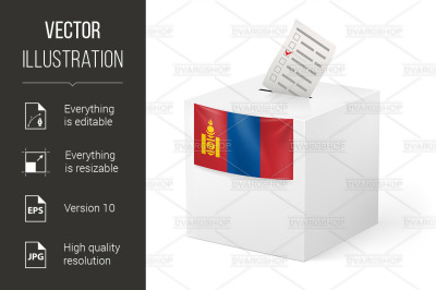 Ballot box with voting paper. Mongolia