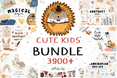 Cute Kids Bundle Baby animal Clipart