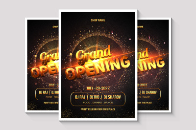 Grand Opening Black and golden flyer