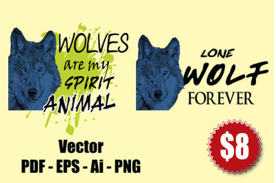 2 wolf illustration vector 300 PDF EPS AI PNG  DPI