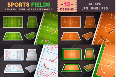 Sports Field Stickers Bundle | Play Game Illustration PNG