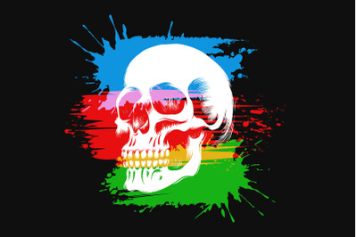 Multicolored Skull Print Design Isolated on Black