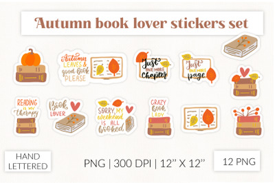 Autumn book lover stickers