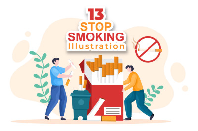 13 Stop Smoking or No Cigarettes Illustration