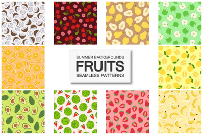 Bright seamless fruits patterns