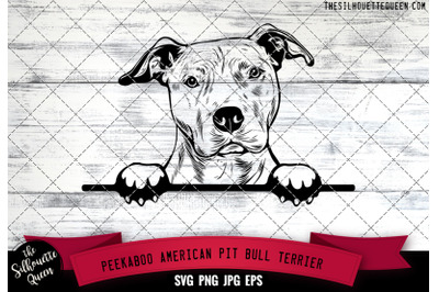 American Pit Bull Terrier Peek A Boo | Peekaboo | Peeking Dog Face SVG