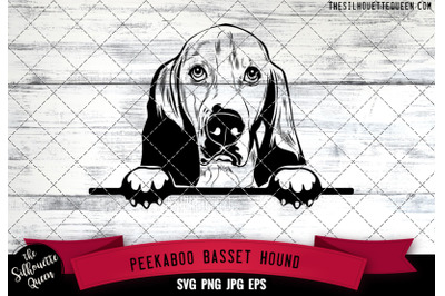 Basset Hound Peek A Boo | Peekaboo | Peeking Dog Face SVG