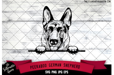 German Shepherd Peek A Boo | Peekaboo | Peeking Dog Face SVG