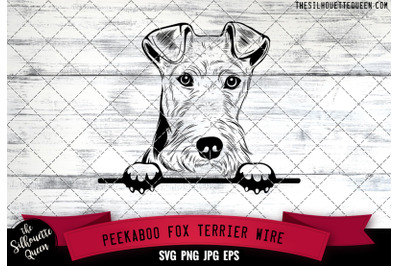 Fox Terrier Wire Peek A Boo | Peekaboo | Peeking Dog Face SVG