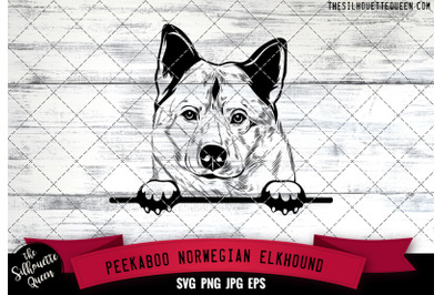 Norwegian Elkhound Peek A Boo | Peekaboo | Peeking Dog Face SVG
