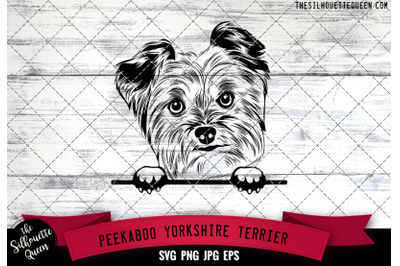 Yorkshire Terrier Peek A Boo | Peekaboo | Peeking Dog Face SVG