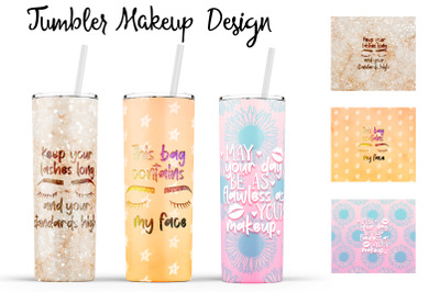 Make Up Tumbler | Makeup 20 oz Tumbler | Lipstick Wrap Design