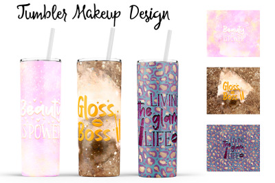 Make Up Tumbler | Makeup 20 oz Tumbler | Lipstick Wrap Design