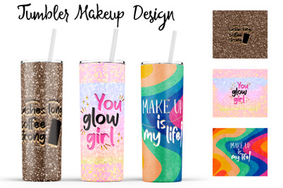 Make Up Tumbler | Makeup 20 oz Tumbler | Lipstick Wrap Design