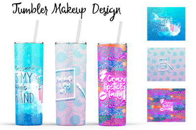 Make Up Tumbler | Makeup 20 oz Tumbler | Lipstick Wrap Design