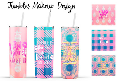 Make Up Tumbler | Makeup 20 oz Tumbler | Lipstick Wrap Design