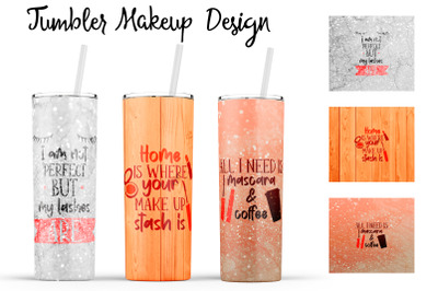 Make Up Tumbler | Makeup 20 oz Tumbler | Lipstick Wrap Design