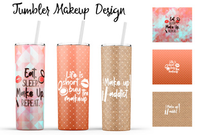 Make Up Tumbler | Makeup 20 oz Tumbler | Lipstick Wrap Design