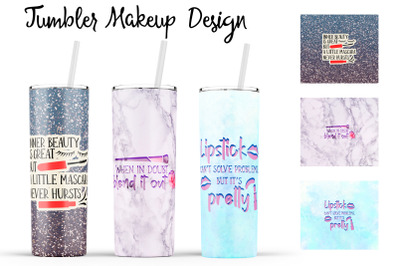 Make Up Tumbler | Makeup 20 oz Tumbler | Lipstick Wrap Design