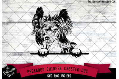 Chinese Crested Peek A Boo | Peekaboo | Peeking Dog Face SVG