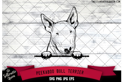 Bull Terrier Peek A Boo | Peekaboo | Peeking Dog Face SVG