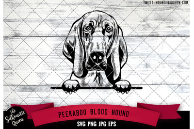 Blood Hound Peek A Boo | Peekaboo | Peeking Dog Face SVG