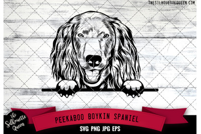 Boykin Spaniel Peek A Boo | Peekaboo | Peeking Dog Face SVG