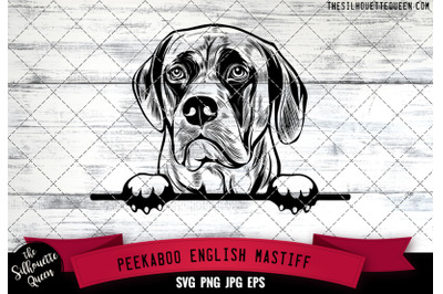 English Mastiff Peek A Boo | Peekaboo | Peeking Dog Face SVG