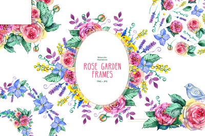Rose garden - 6 watercolor frames