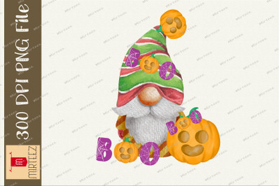 Boo Cat Gnome Halloween Design Clipart