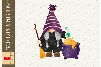 Witch Gnome With Brew Pot Halloween