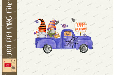 Witch Gnome With Truck Halloween Clipart