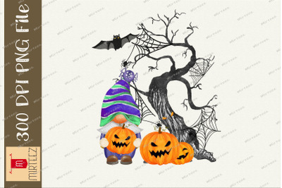 Witch Gnome With Pumpkin Halloween