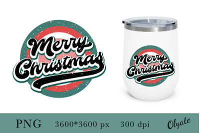 Merry Christmas Retro Sublimation. Christmas Round Sign.