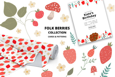 Folk Berries collection of vector graphics, AI, EPS10, JPEG