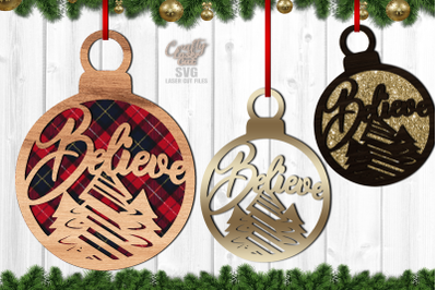 Believe Ornament Svg | Christmas SVG Laser Cut Files