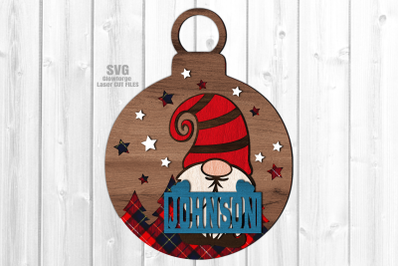 Gnome SVG Laser Cut Files | Christmas Ornament SVG